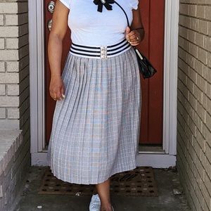 Vintage Plaid Pleated Long Skirt